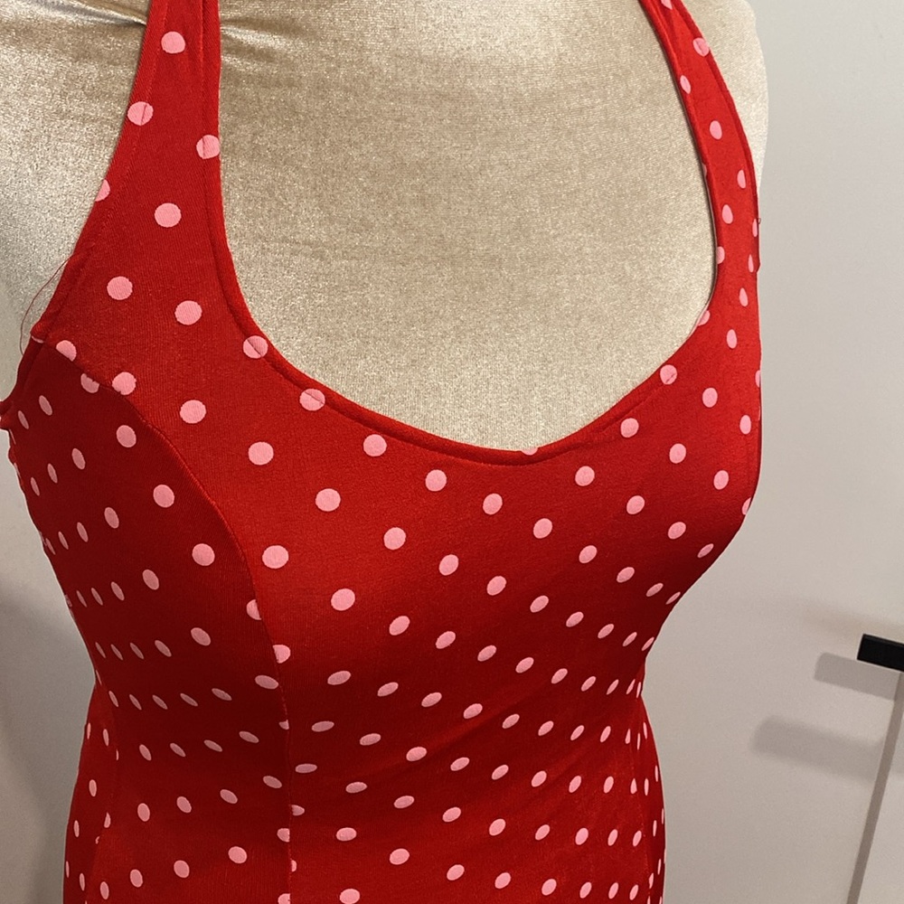 ALEXIA ADMOR Red and White Polka Dot Halter Dress |Size Medium - Picture 2 of 12